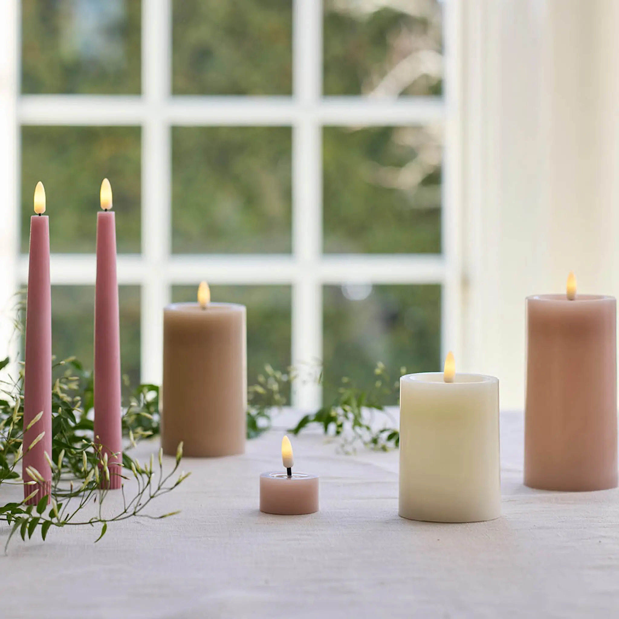 Edelweiss LED värmeljus 4-pack 4,5x2,5 cm pastel rose