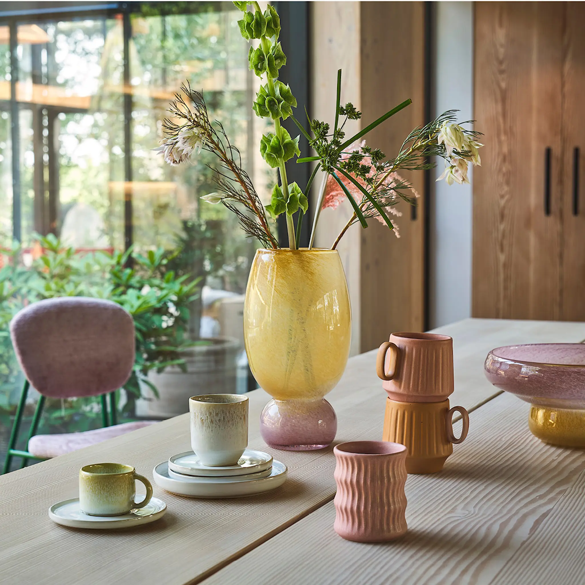 Villa Collection Styles Mugg räfflat mönster 2-pack 30 cl Rosa