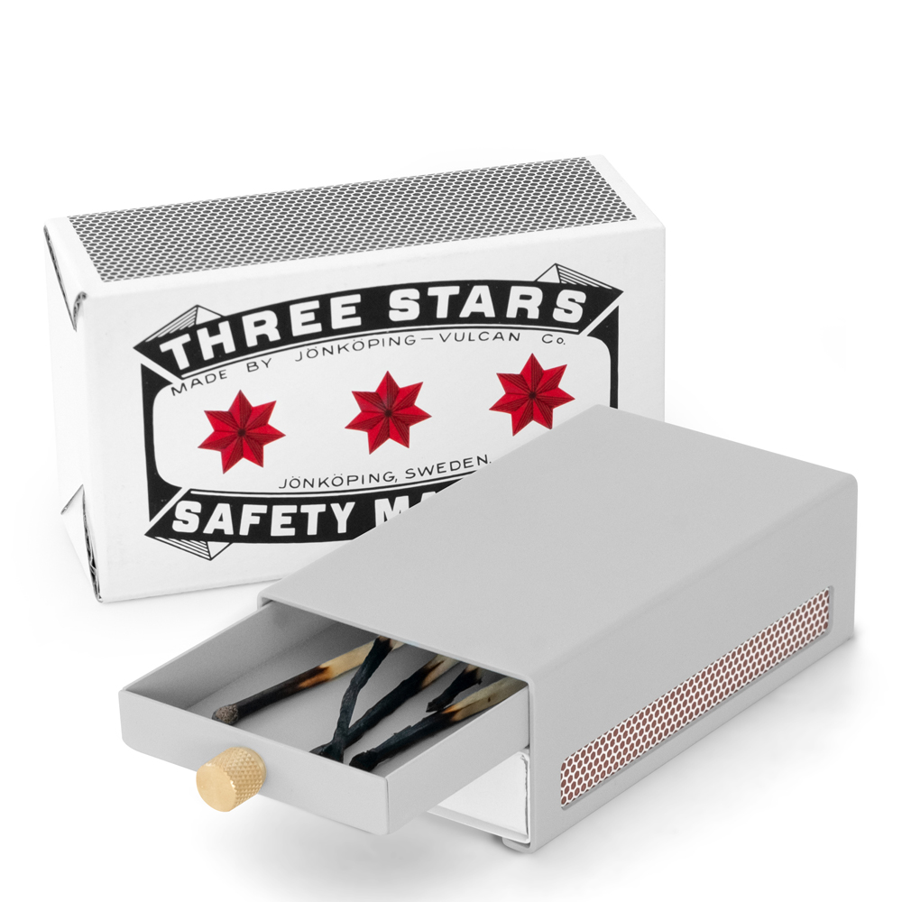 SOLSTICKAN Three Stars Tändsticksfodral Stor Grå