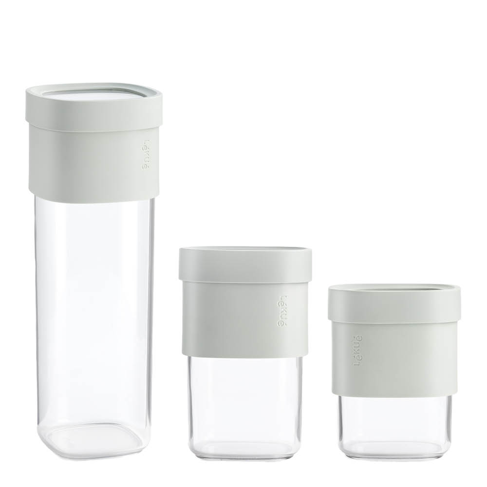 Lékué Flip Storage set förvaringsburk med lock 3 delar + insatser grön