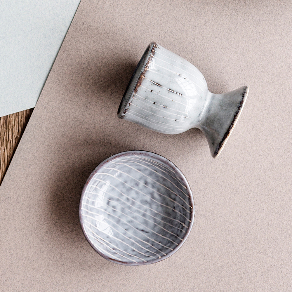 Broste Copenhagen Nordic Sea Skål med fötter 8,5 cm Blå