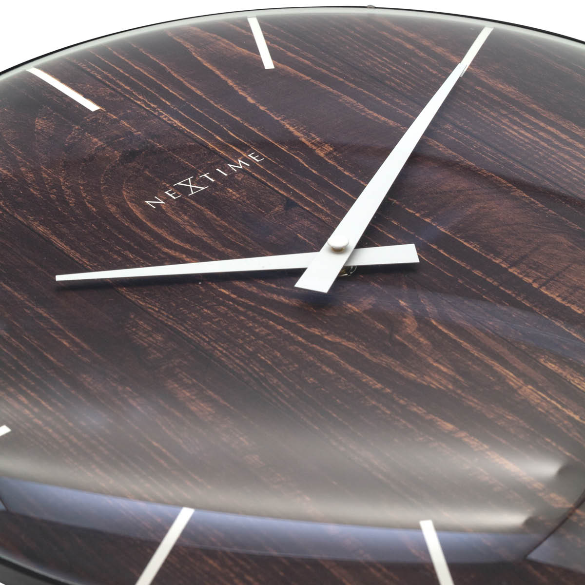 NeXtime Edge Wood Dome veggklokke 35 cm mørk brun