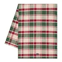 Rib löpare bomull 50x150 cm rutigt grön/röd/beige