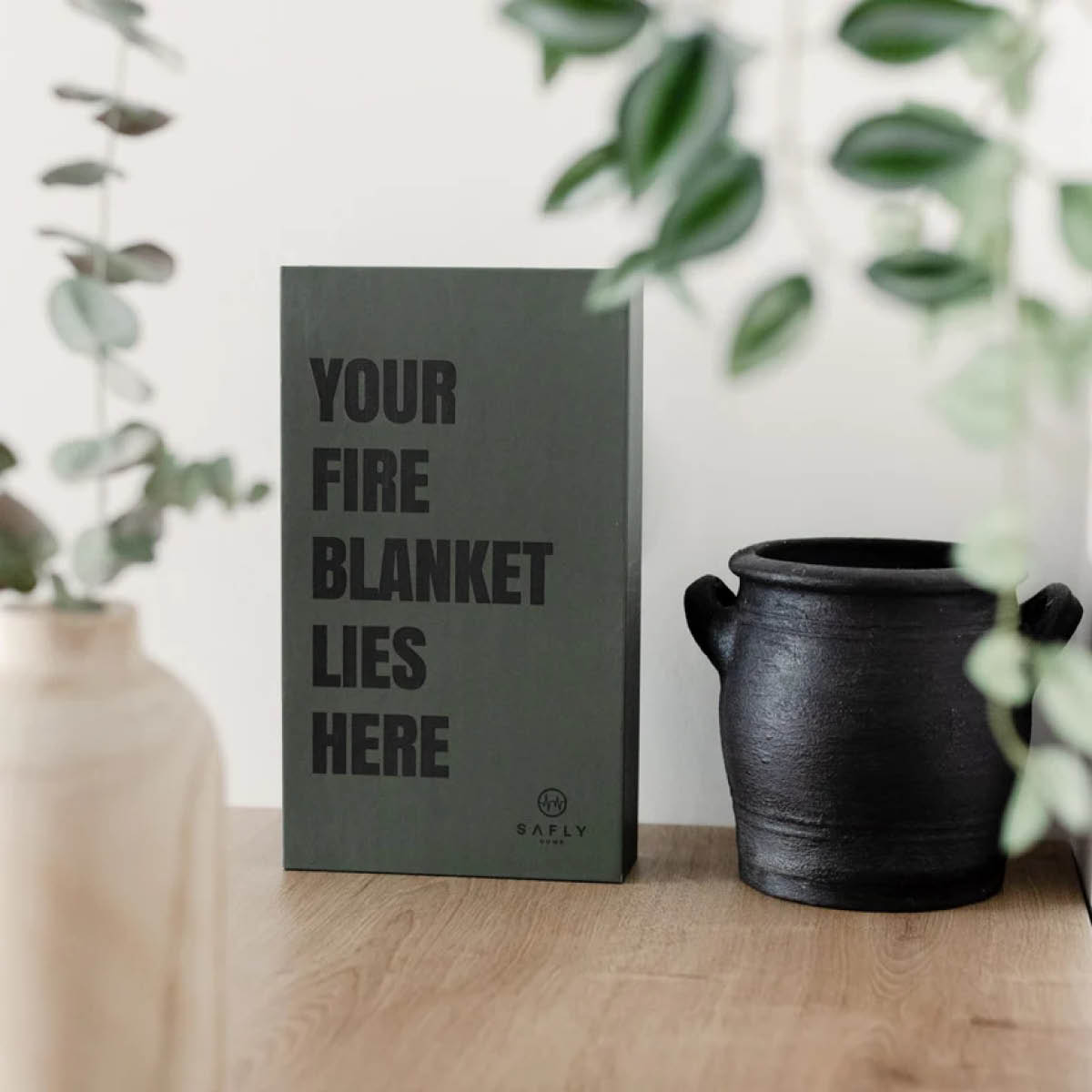 Safly Coffee Table Book med brandfilt 16x28 cm mossgrön