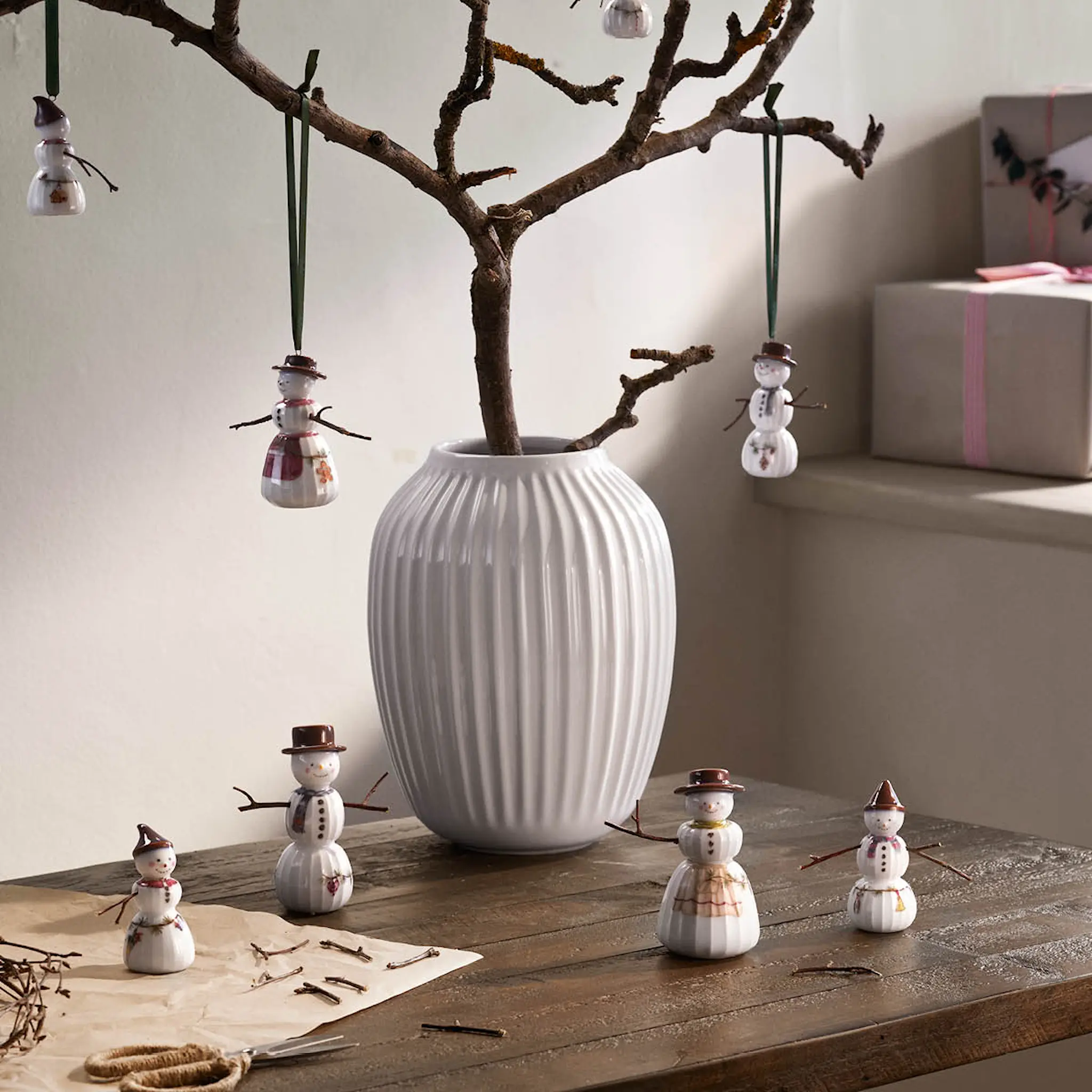 Kähler Hammershøi Christmas figur 2-pack snögubbe & snögumma vit