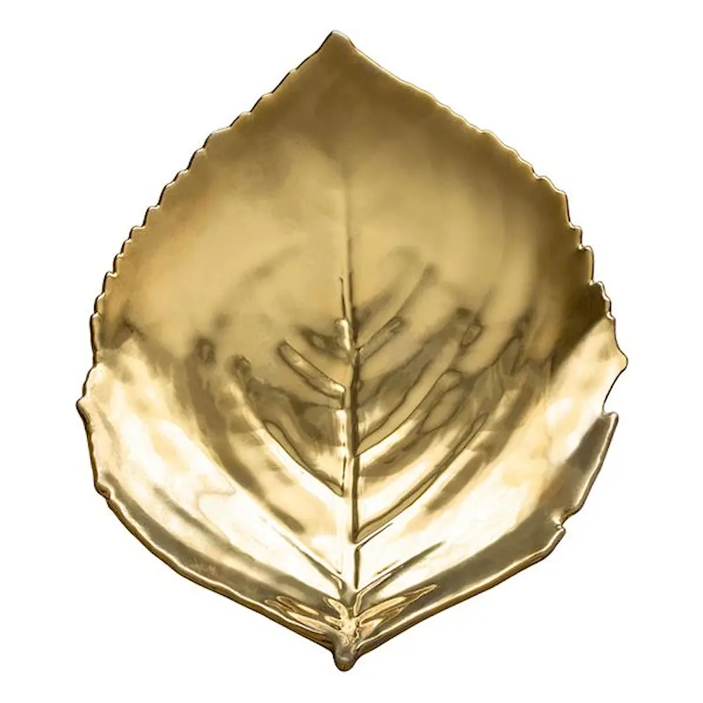 Riviera Lautanen hortensian lehti 22x19 cm Kulta
