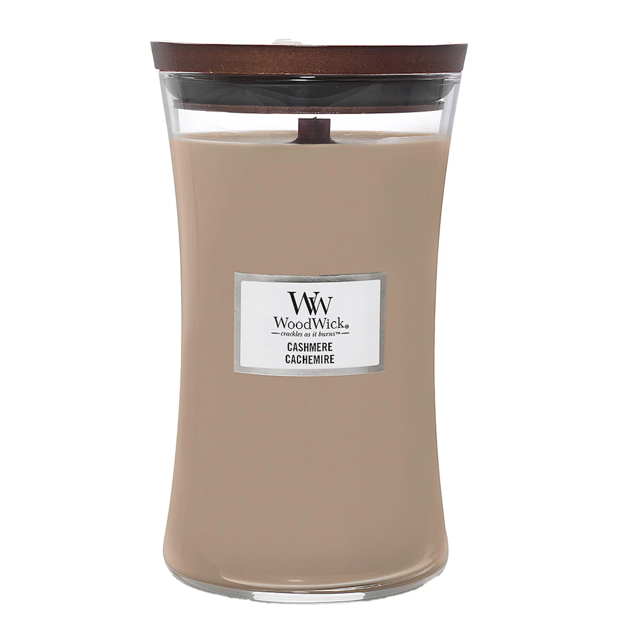 WoodWick Hourglass doftljus stor cashmere