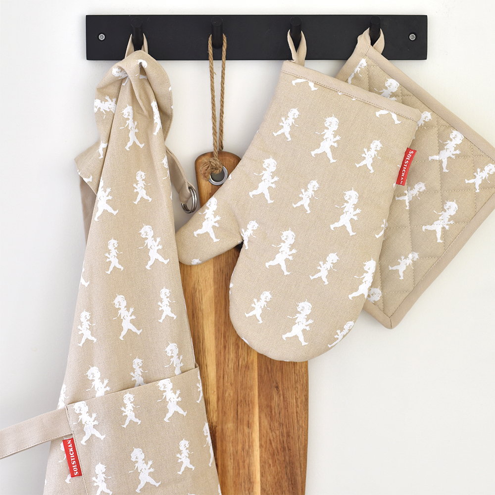 SOLSTICKAN Håndkle + grillvott sand