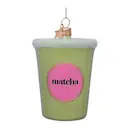 Wine & Dine julhänge i glas 8 cm Matcha latte grön