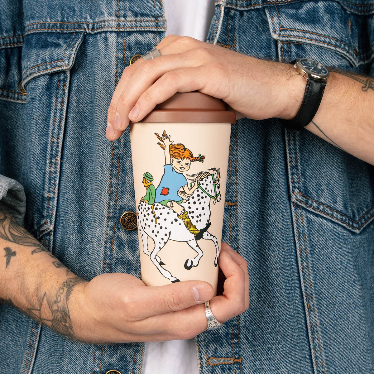 Nordicbuddies Pippi take away kopp 45 cl hest beige