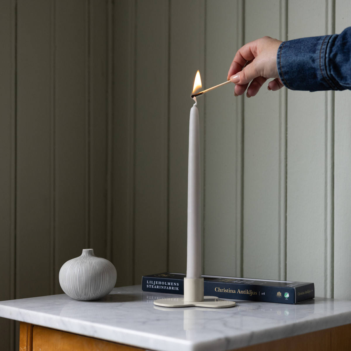 Liljeholmens Christina antikklys 26 cm 4 stk dimgrå