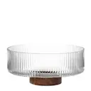 Räfflad serveringsskål med fot 21 cm 1,8 L klar/trä