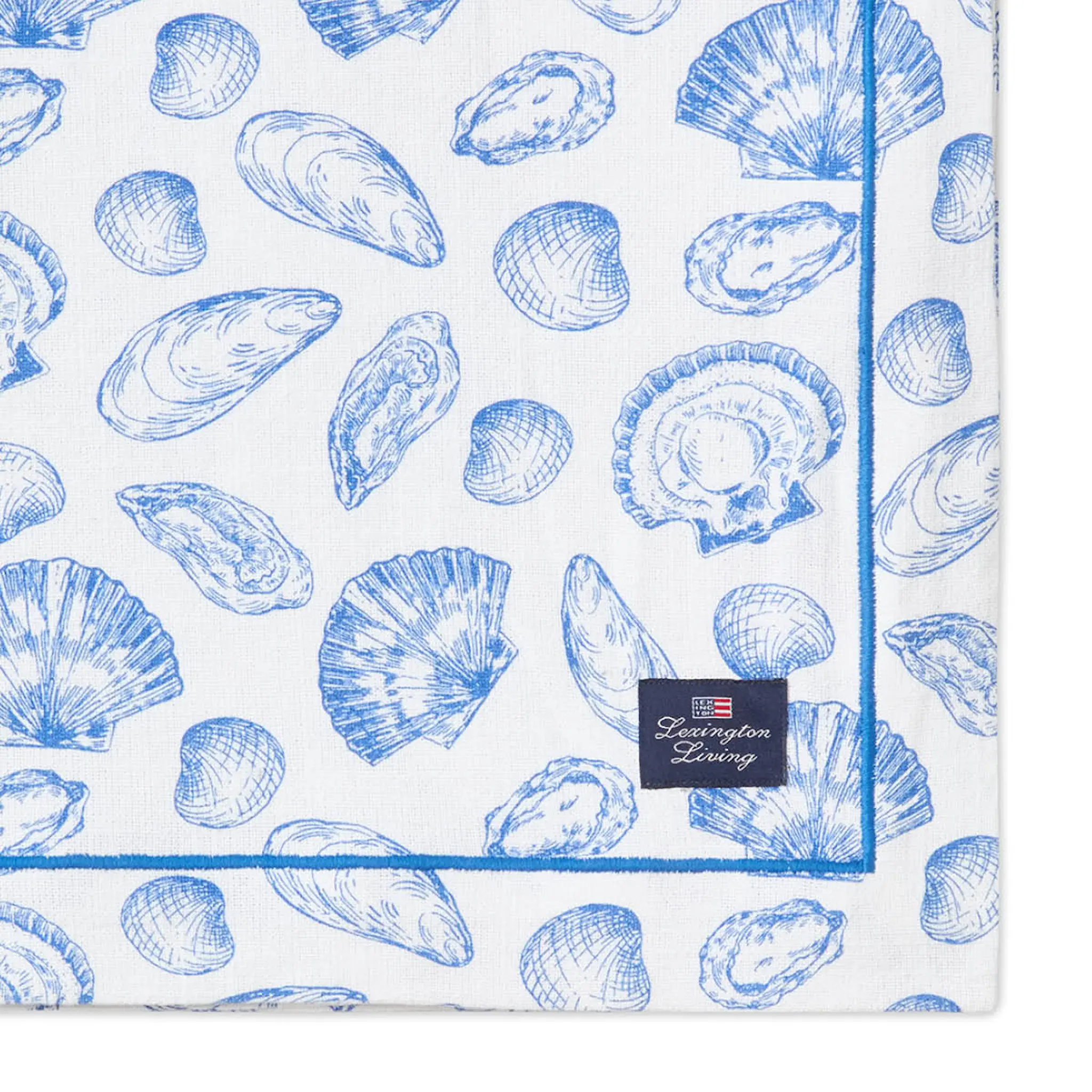 Lexington Pöytäliina simpukka 180x180 cm Valkoinen/Sininen