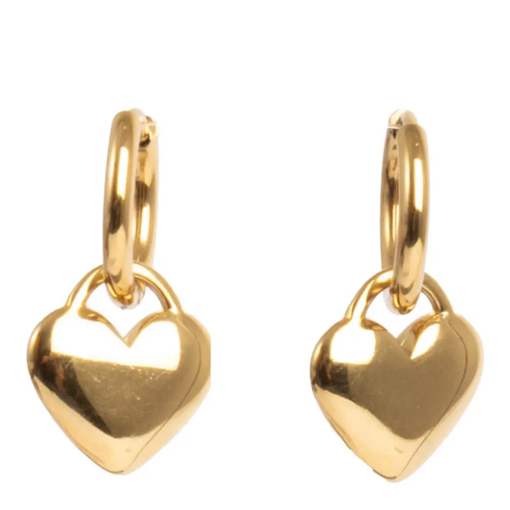 Steel - Essentials hoops øredobber med hjerte 17 mm gull