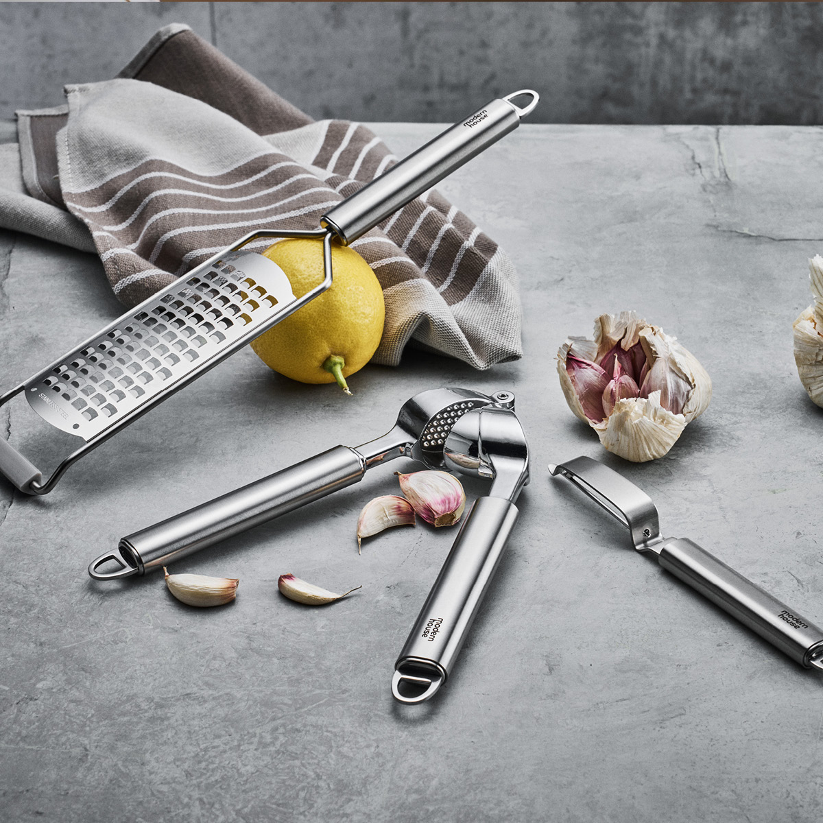 Modern House Chief hvitløkspresse 21 cm børstet