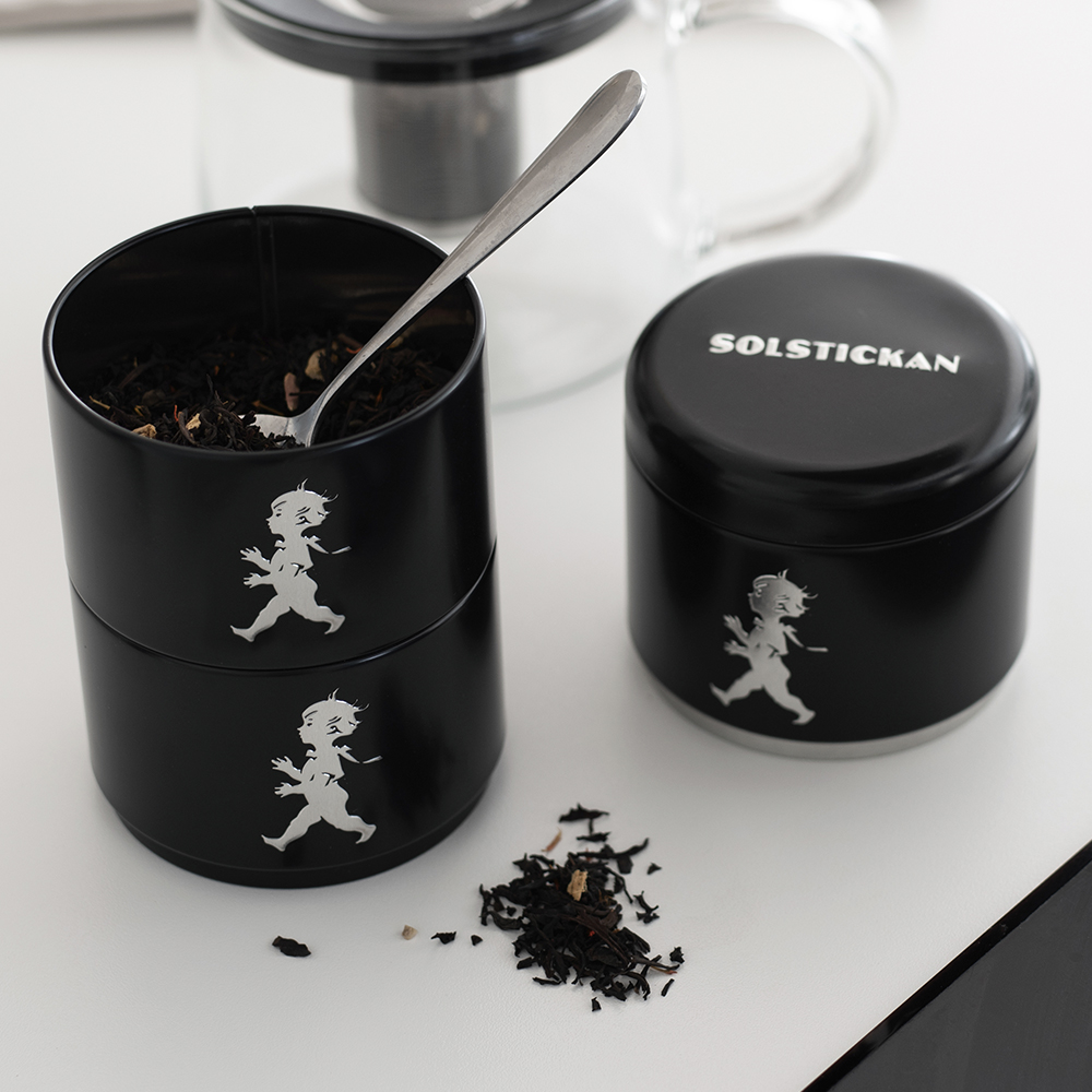 SOLSTICKAN Tredelad Förvaringsburk Svart