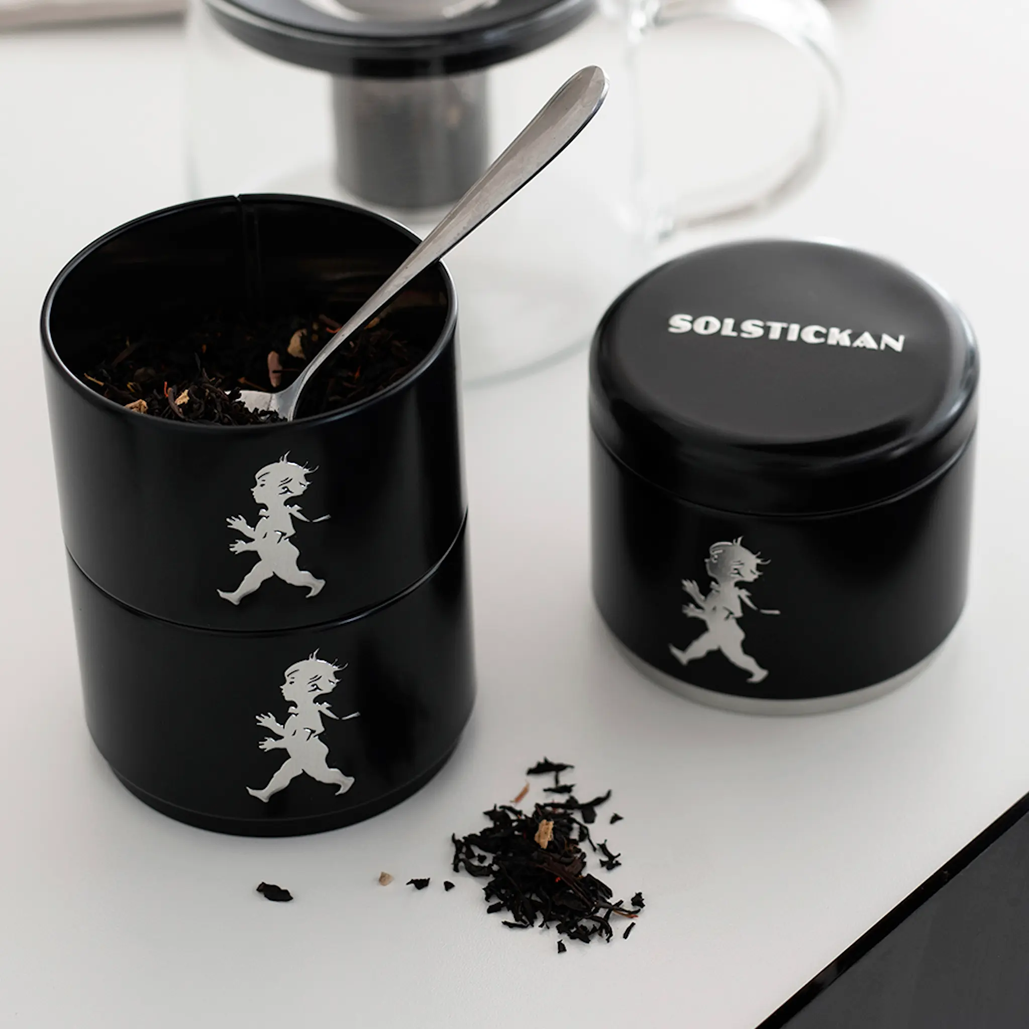 SOLSTICKAN Säilytyspurkki 3 osaa Musta