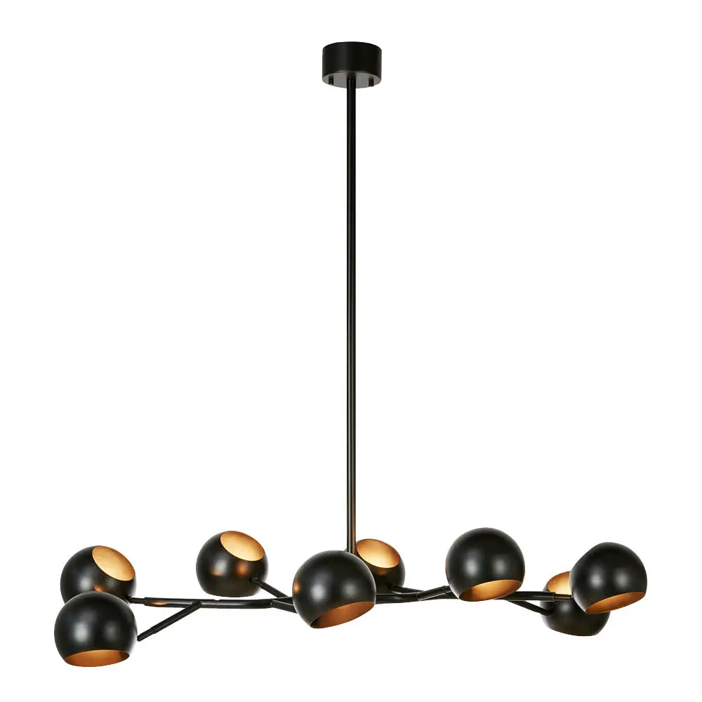 Edgar pendellampe 8 lys 113 cm svart