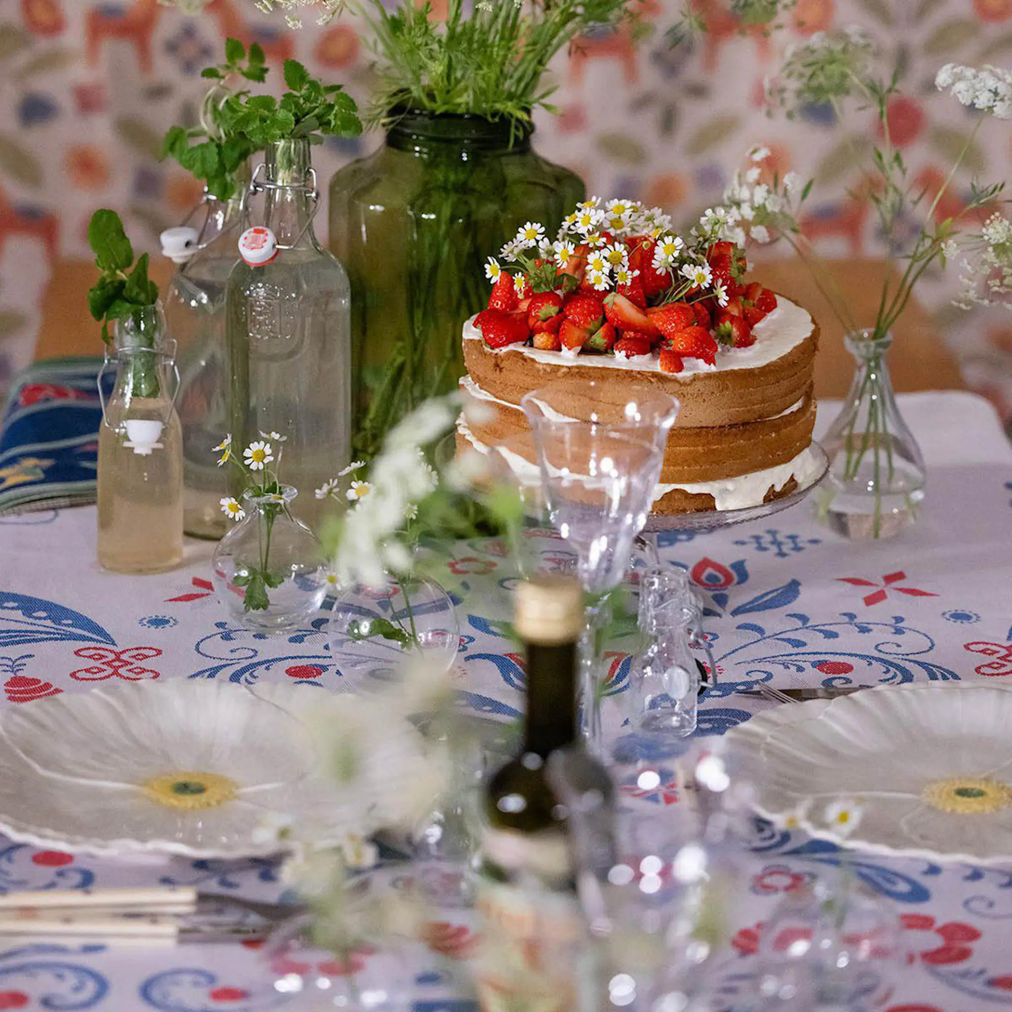 Ekelund Torplyckan bordsduk 145x300 cm blå