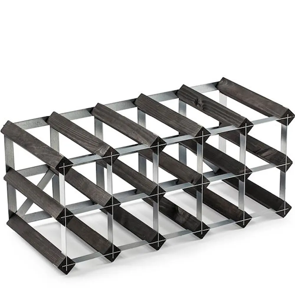 Vinstativ 15 flasker svart ask