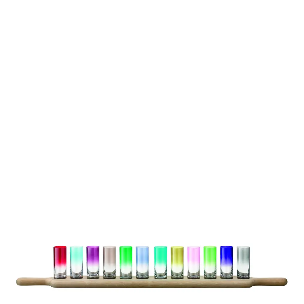 Vodka setti 6 lasia & alusta 40 cm Monivärinen