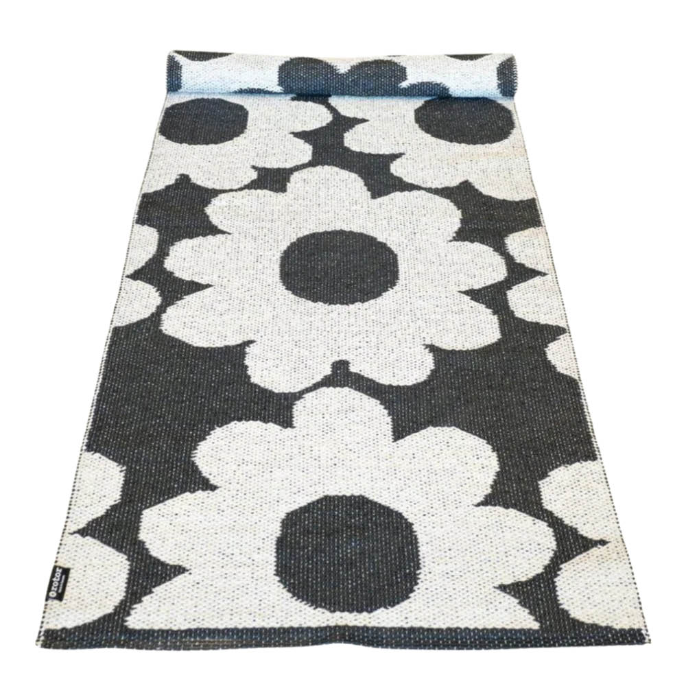 Rotor Design Flora gangteppe 250x70 cm svart/hvit