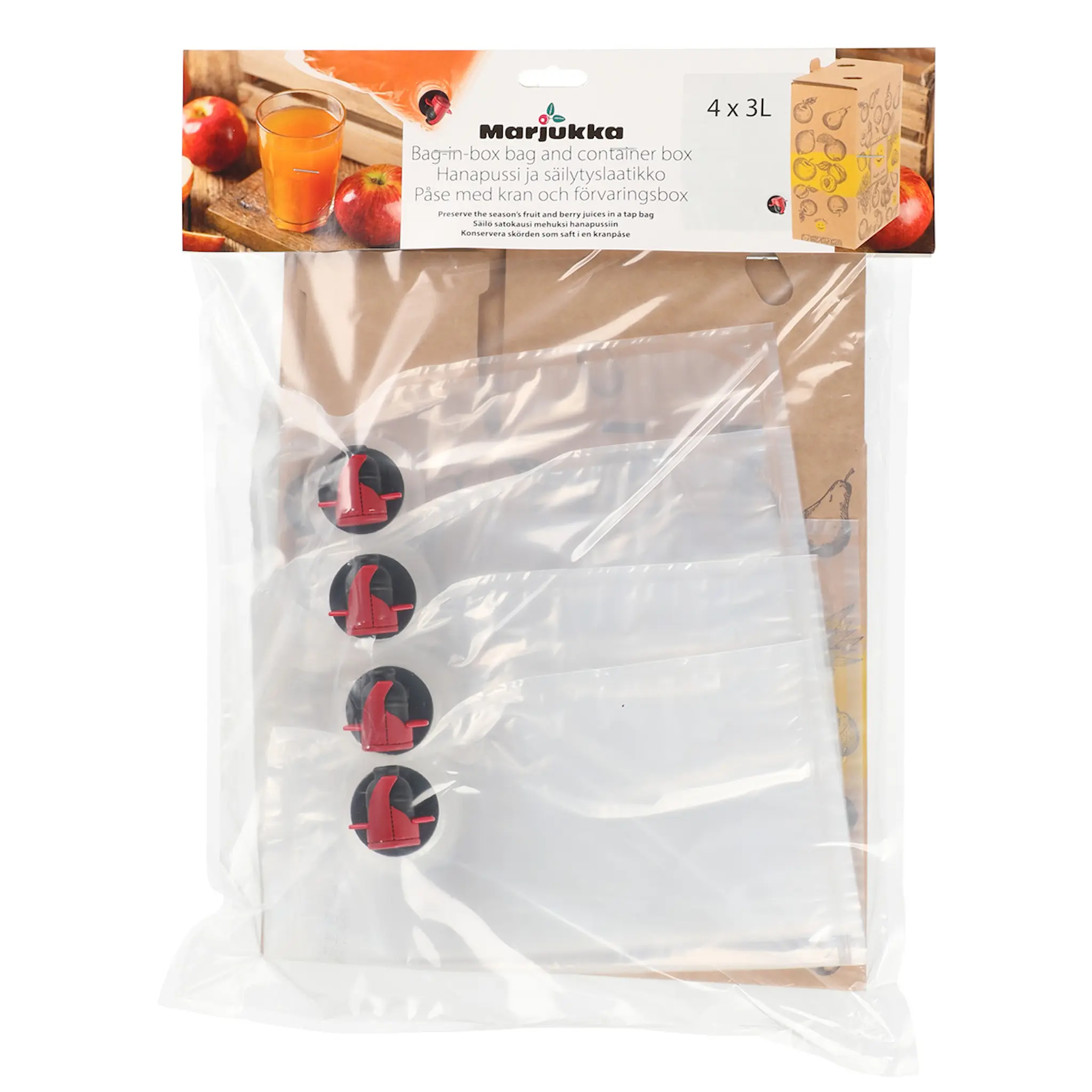 Marjukka Bag in Box förpackning 3 L påse + låda 4-pack
