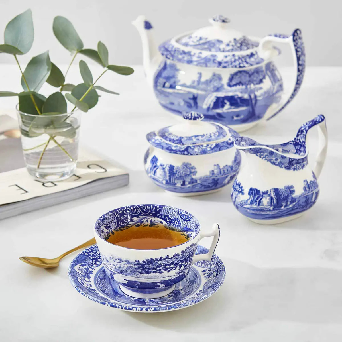 Spode Blue Italian Teekuppi ja lautanen 20 cl