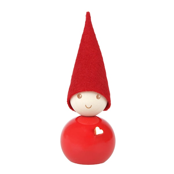 Tomte Guldhjärta figur 9 cm röd