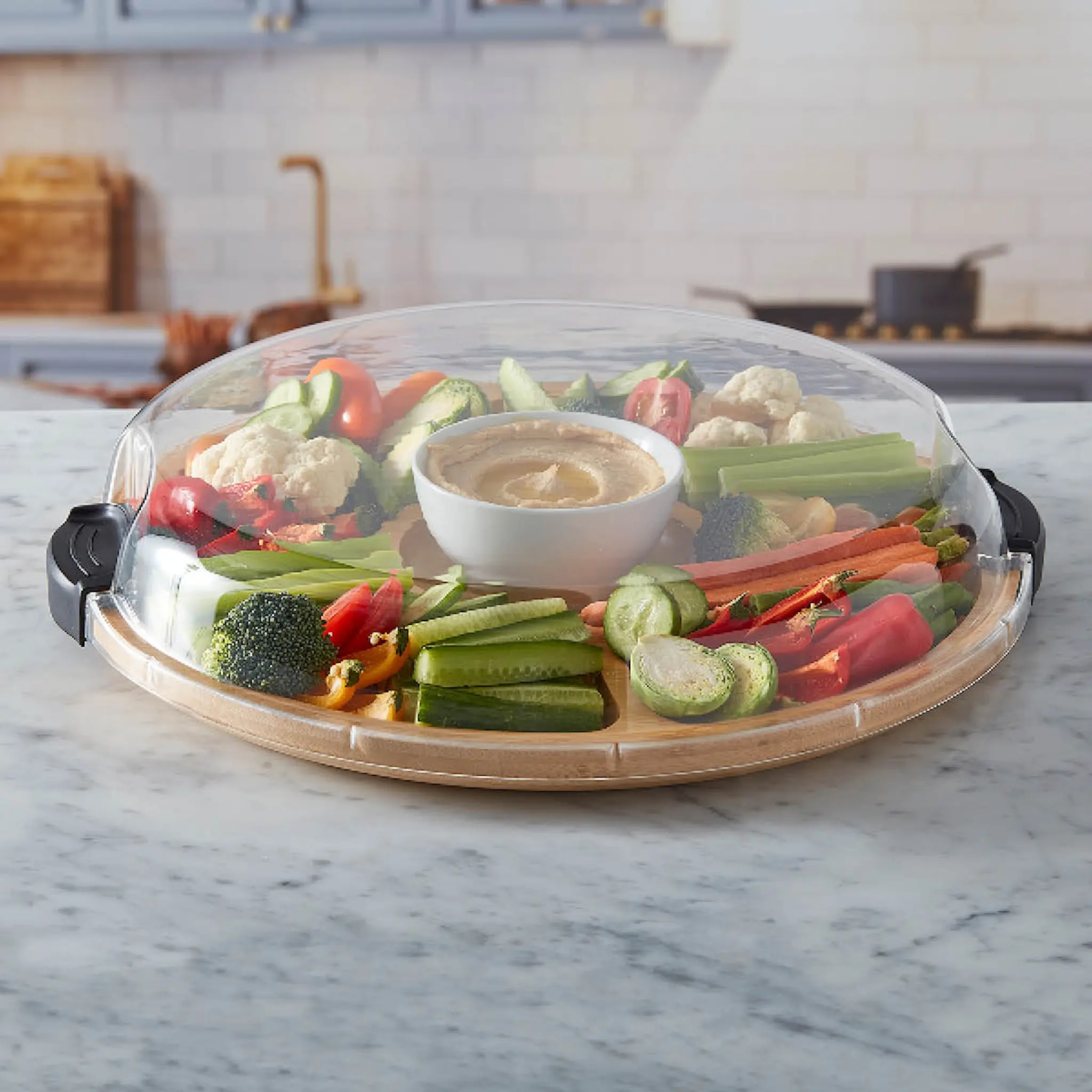 Farberware Build-a-Board serveringsbräda med 5 fack och lock 35,5 cm klar/bambu