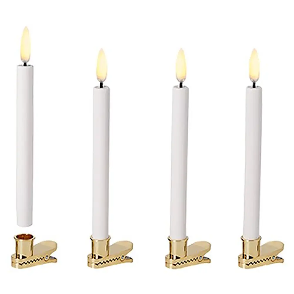LED juletrelys m/holder 14x1,3 cm 4 stk nordic white