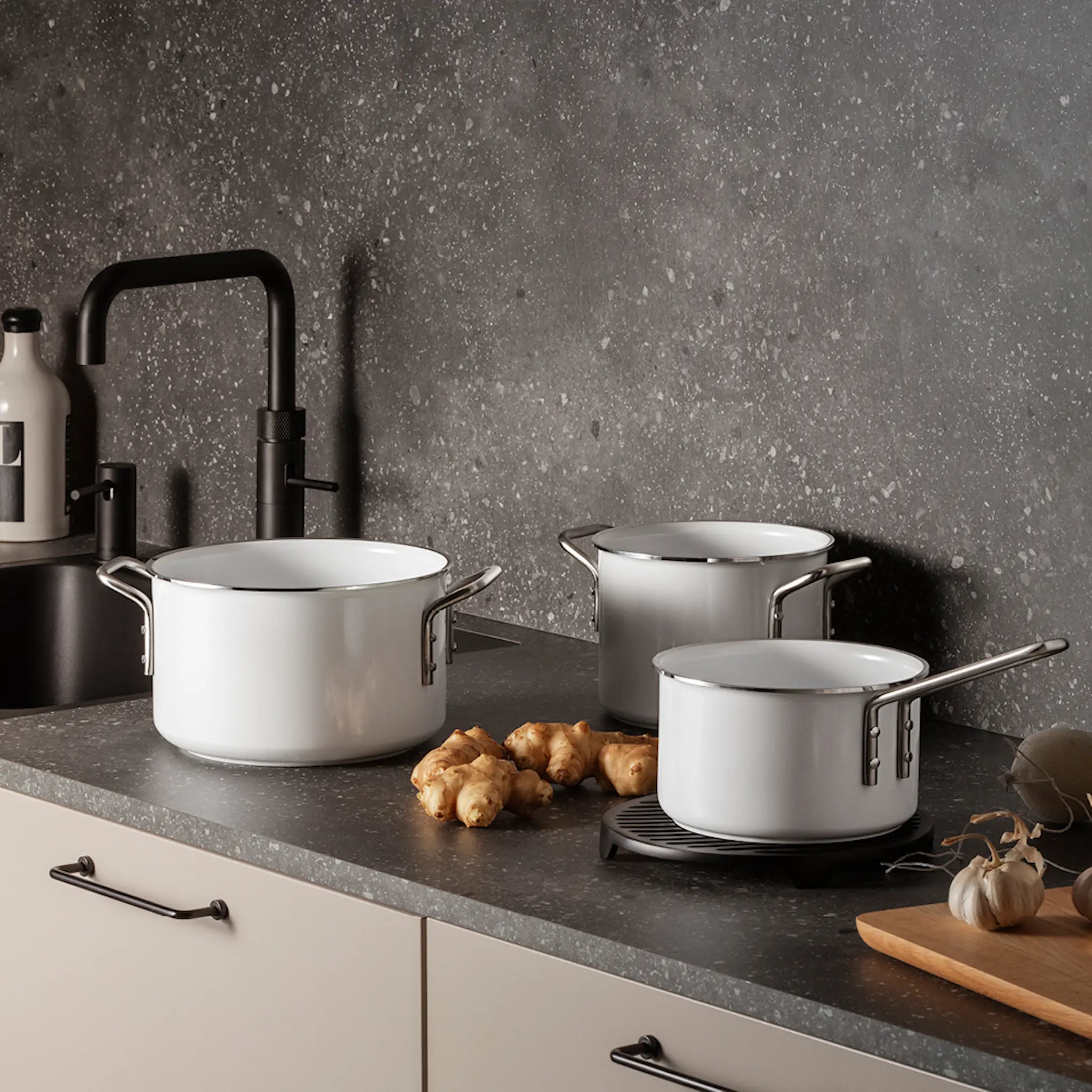 Eva Trio White Line grytset 3 delar