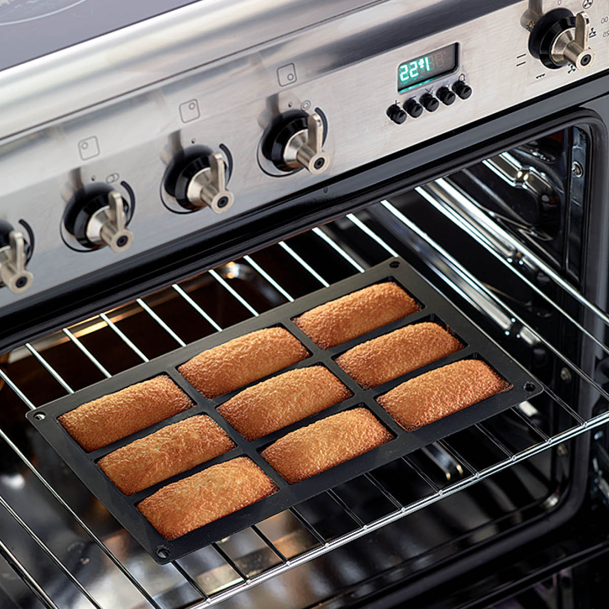 Lékué Silikonform för mini-bröd 9 hål svart