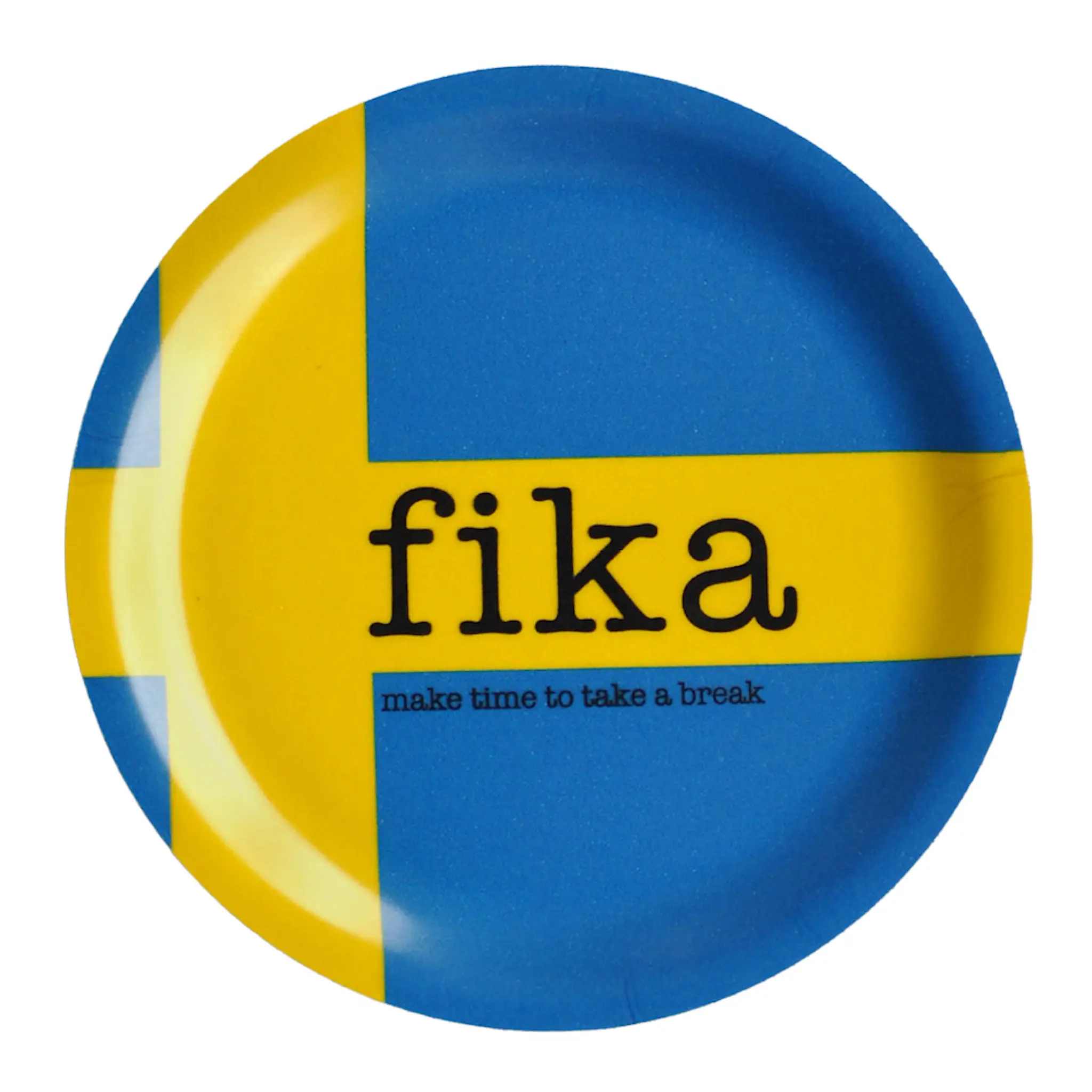 Mellow Design Glasunderlägg med kant 10 cm Make time Fika Svenska Flaggan
