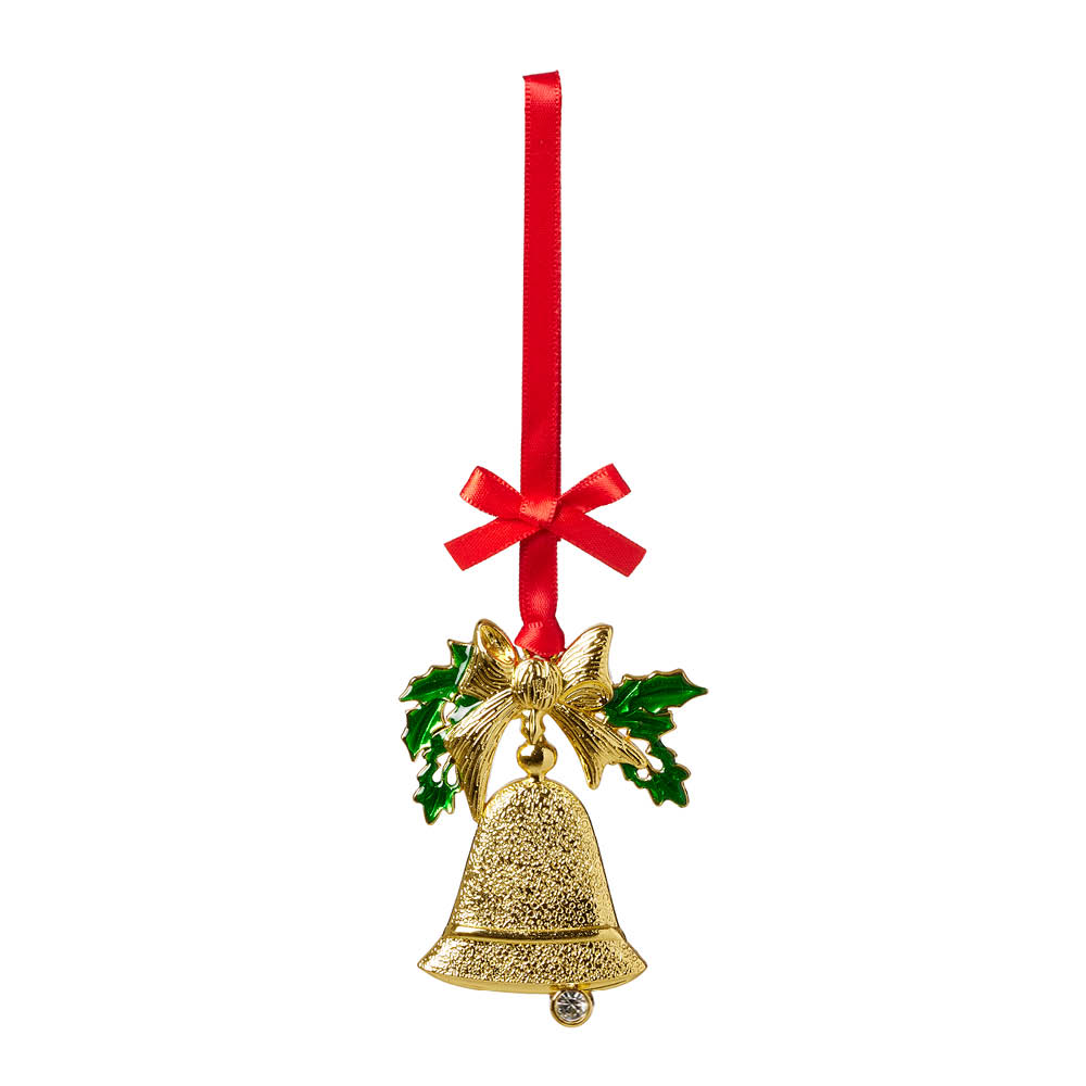 Holmen Royal juletrepynt julebjelle 9 cm metall gull