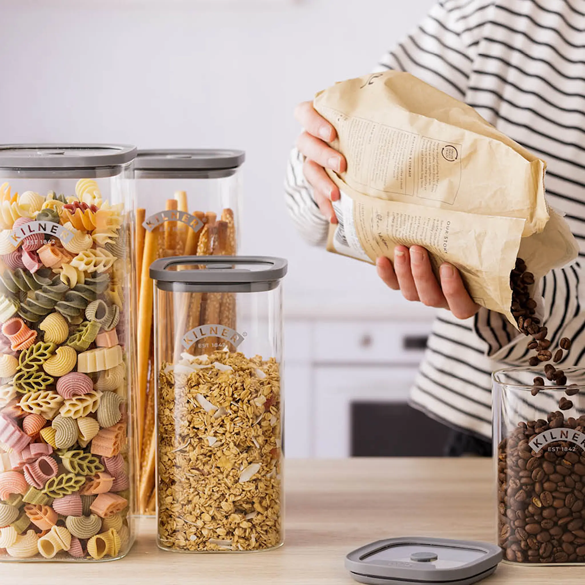 Kilner Fresh XL Säilytyspurkki 2 L Lasi/Harmaa