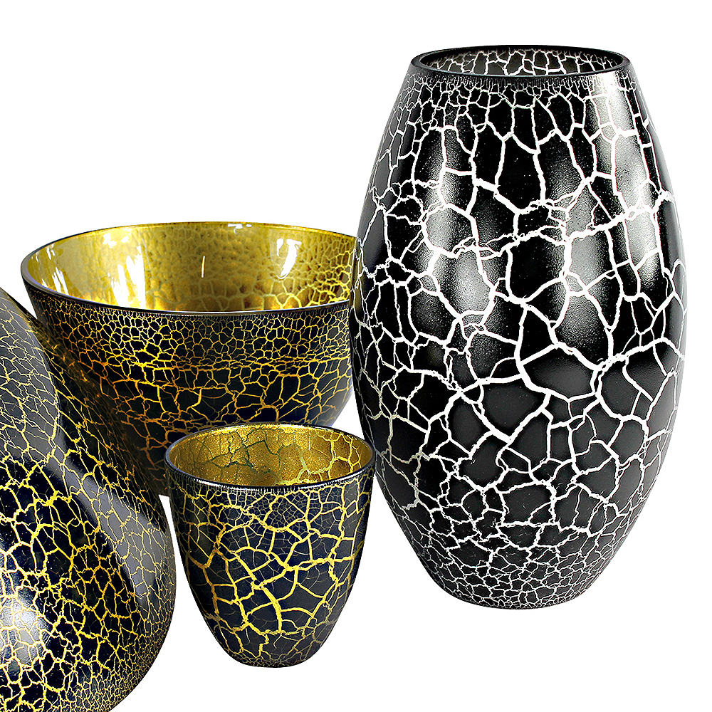 Nybro Crystal Croco Fat 39 cm Svart/Guld