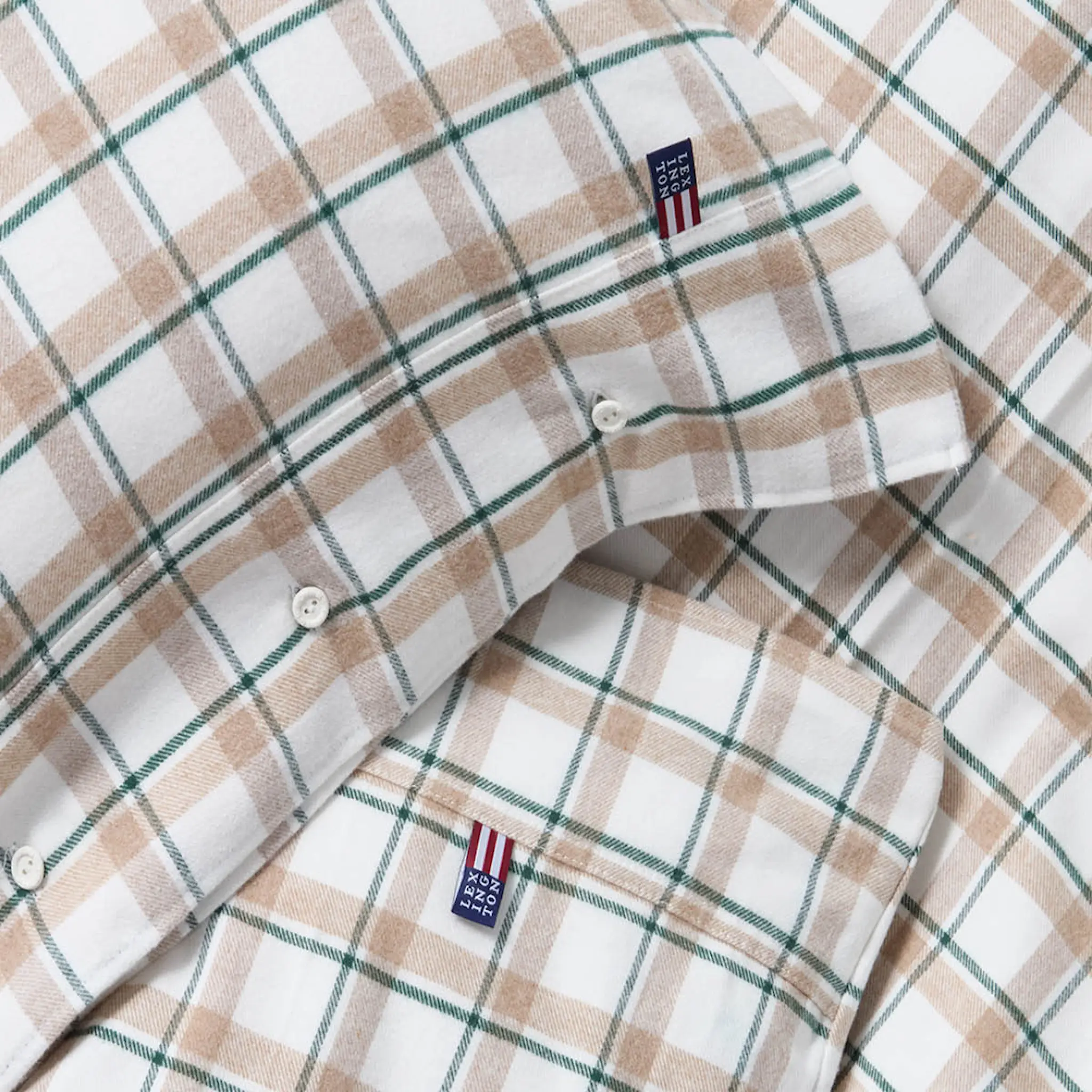Lexington Påslakanset rutigt bomull/flanell 220x220 cm grön/beige/vit