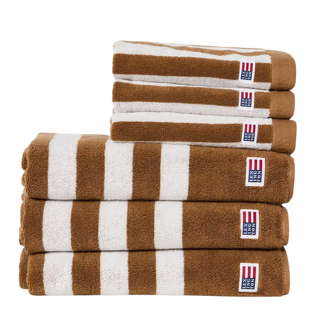 Stripet frottéhåndkle 70x130 cm fudge/snow white