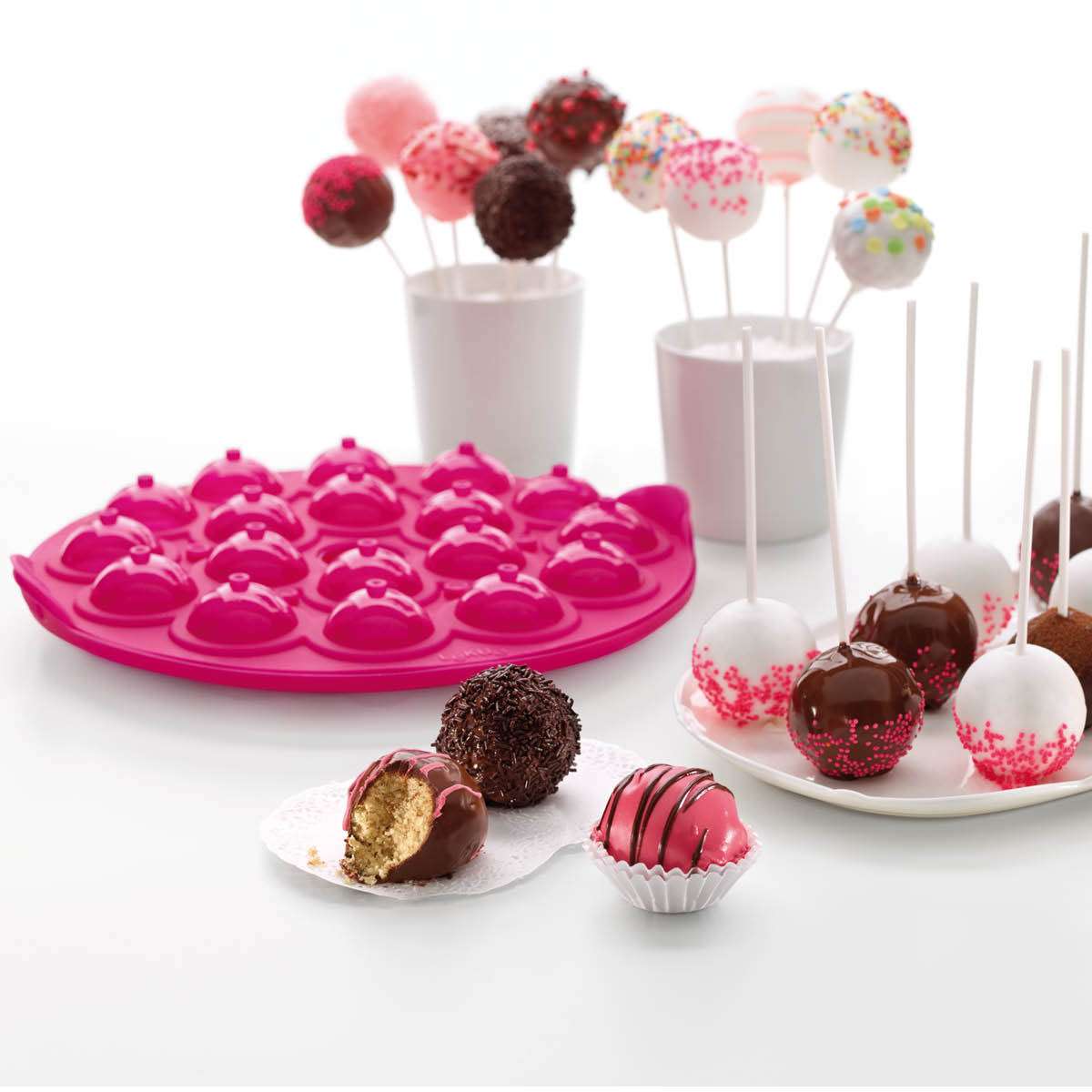 Lékué Silikonform för Cake Pops 18 hål rosa