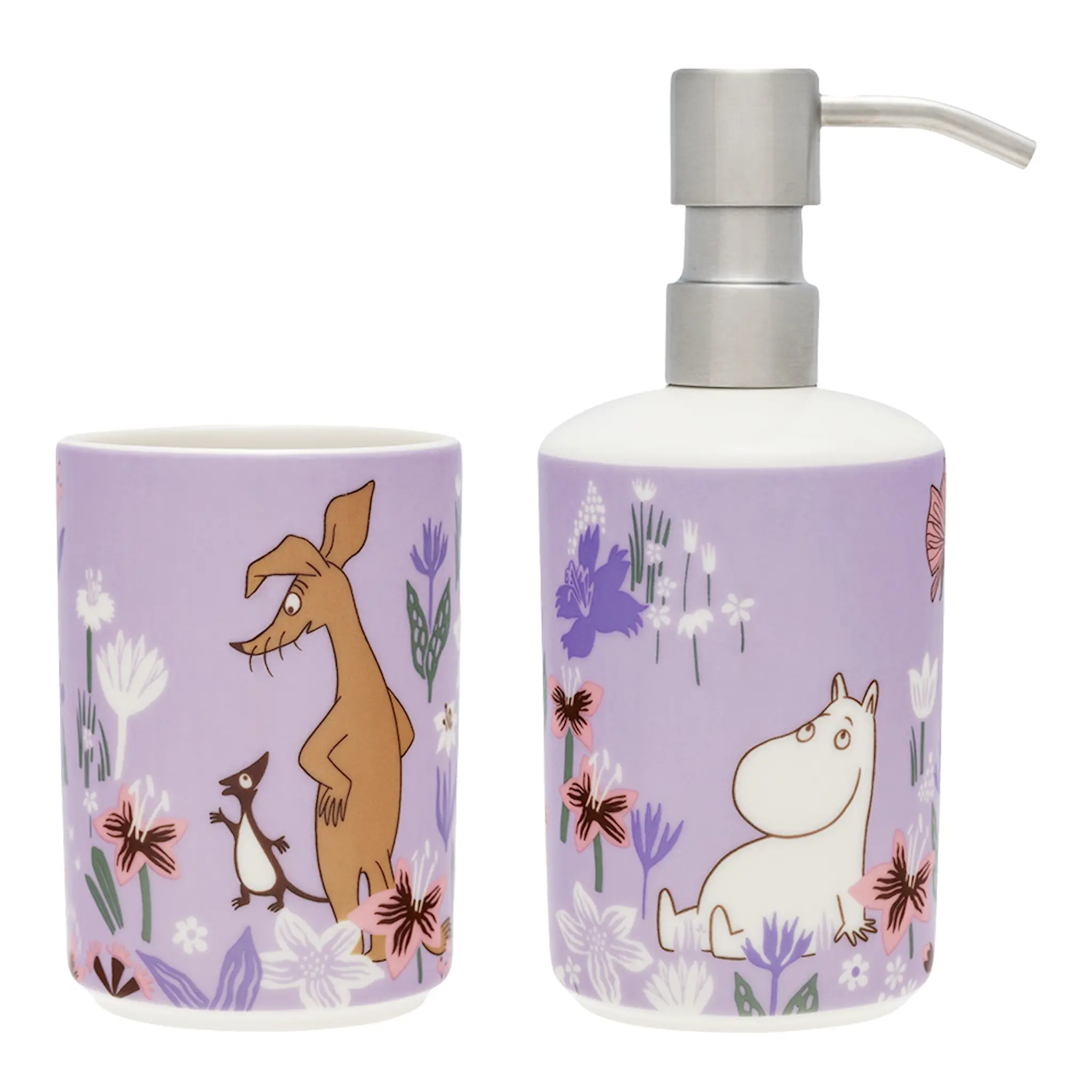 Moomin Arabia Muumi Saippuapumppu + Hammasharjateline Kukkaloisto