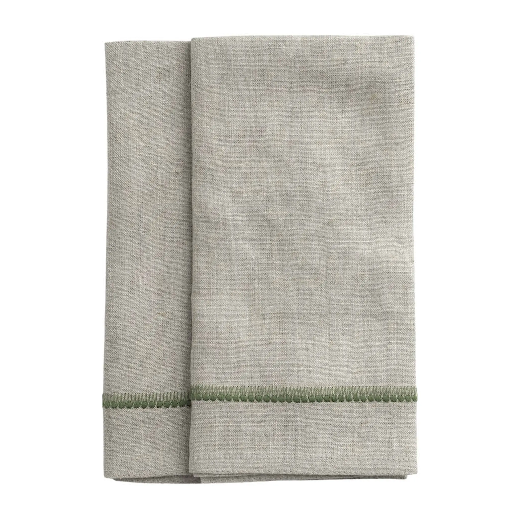Chamois Servett linne broderad 50x50 cm 2-pack grön