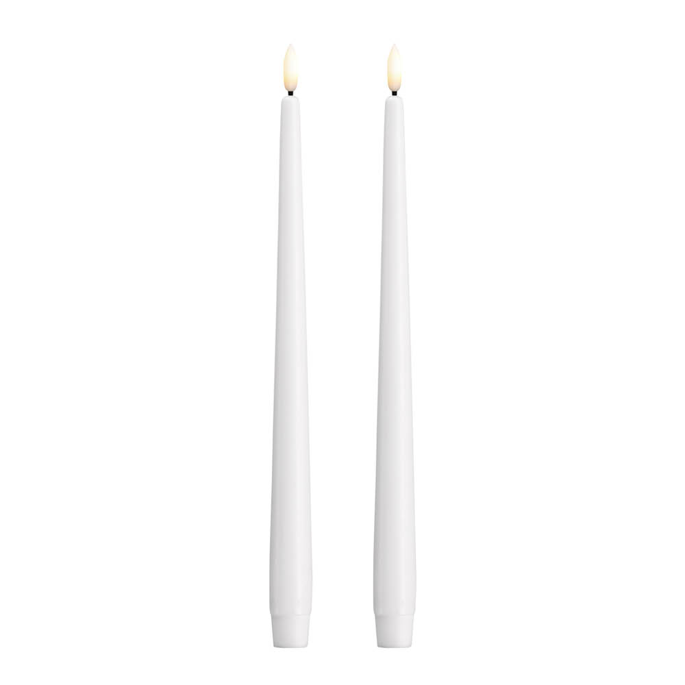 Moods & More Kronelys LED 2,3x30 cm 2 stk silk hvit