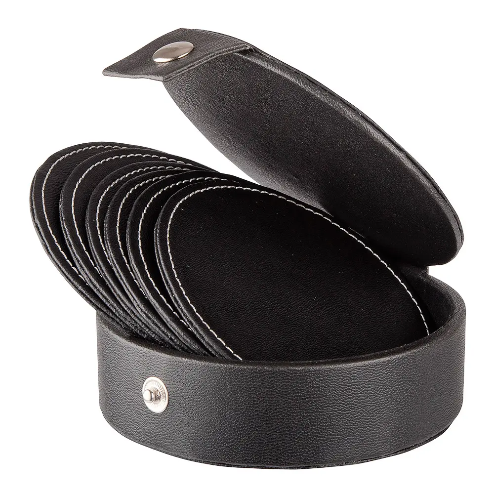 Lasinalunen tekonahkaa 6 kpl Musta