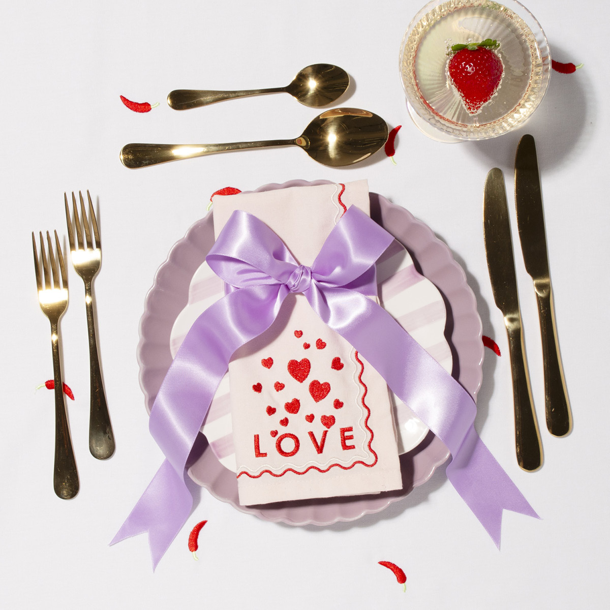 Vondels Summer Party servett 45 cm 2-pack LOVE soft pink