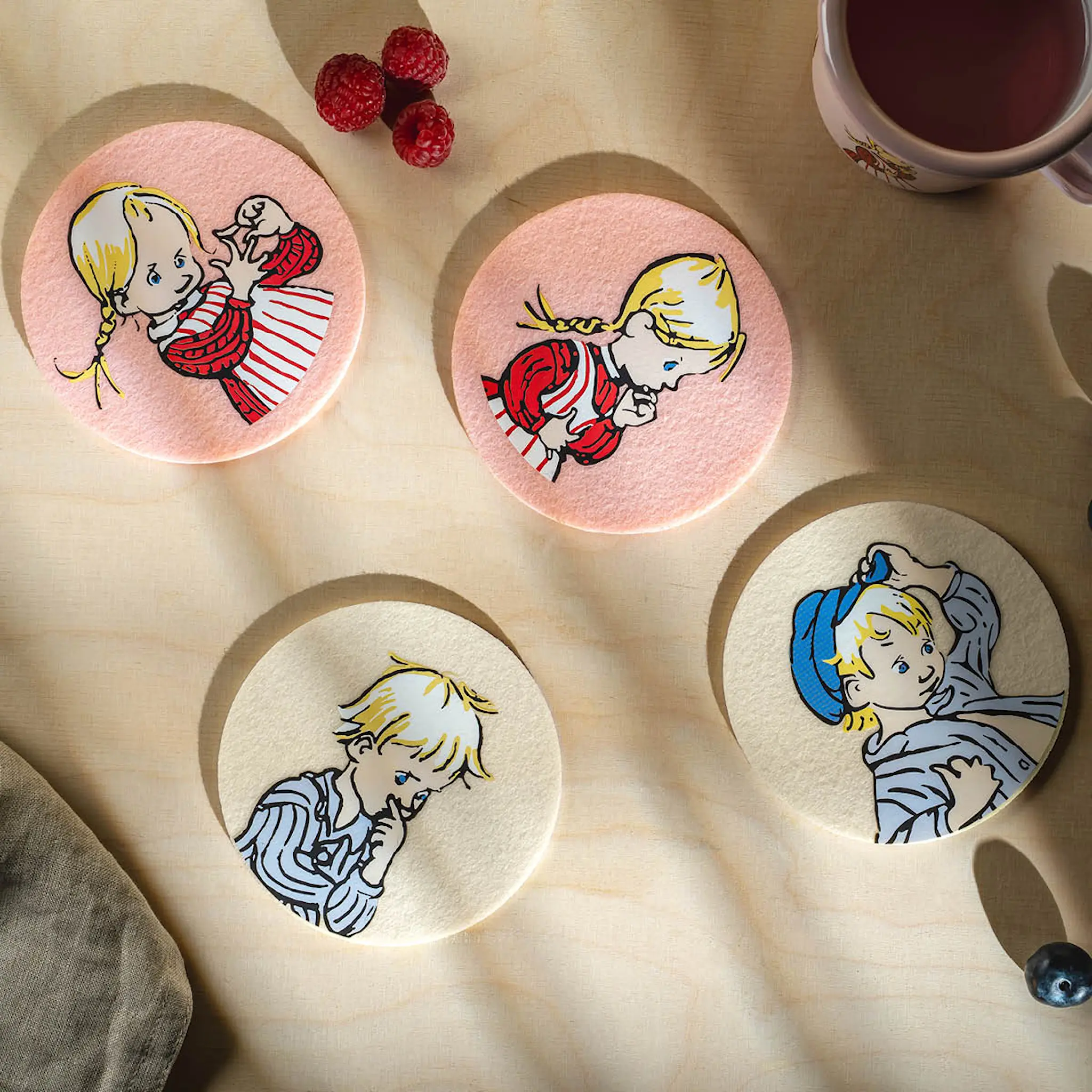 Muurla Emil glasunderlägg Emil & Ida 4-pack beige/rosa