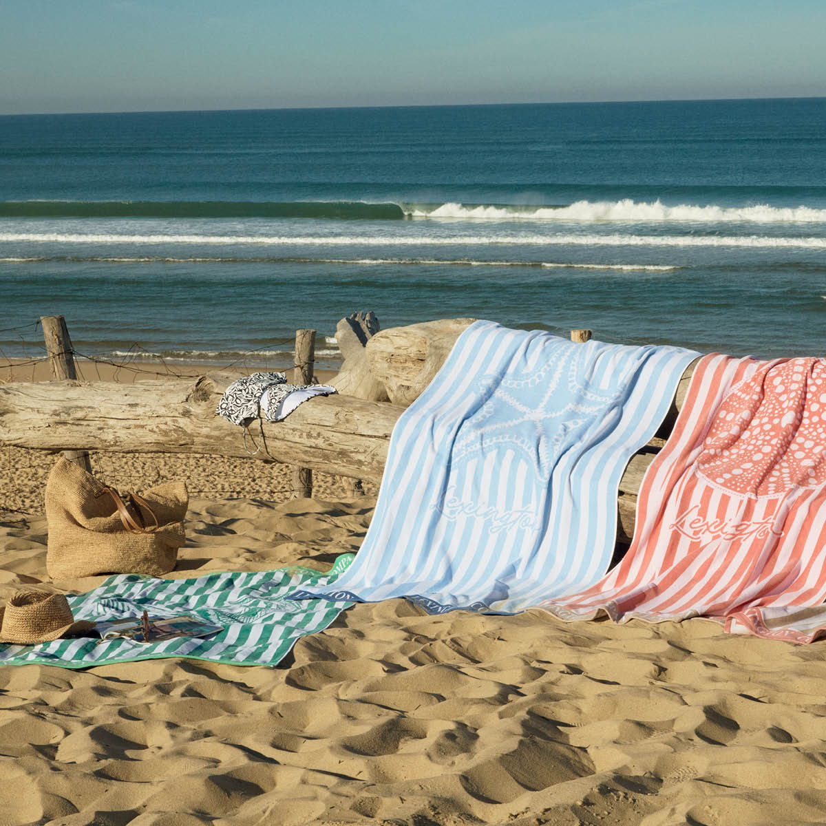 Lexington Strandhåndkle 180x100 cm frotté grønn/hvit