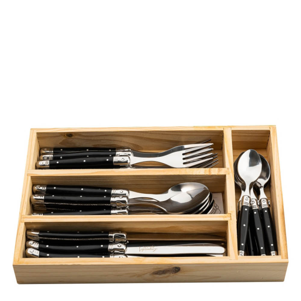 Laguiole Style de Vie Premium Line Treasure bestickset 24 delar svart/stål