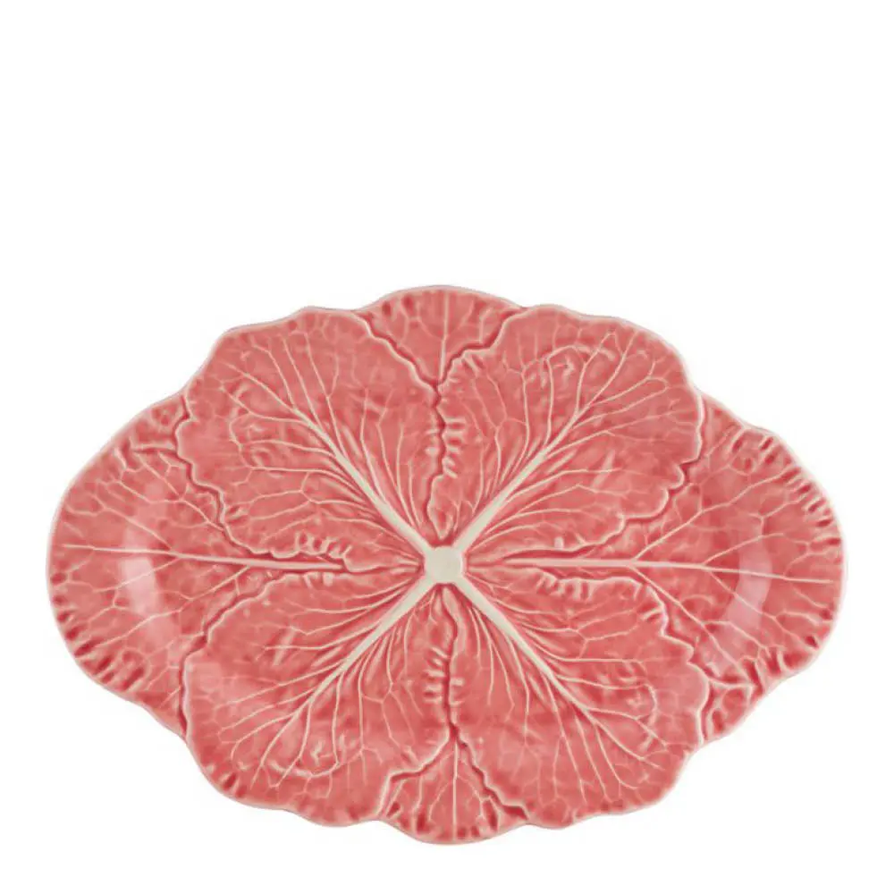 Cabbage serveringsfat 37,5x26 cm kålblad rosa