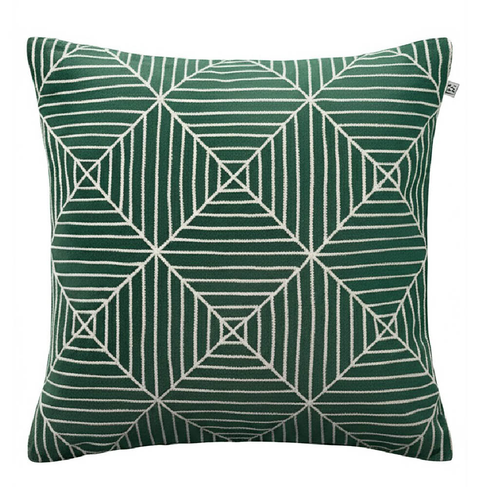 Chhatwal & Jonsson Kulgam kuddfodral sammet 50x50 cm Green/White